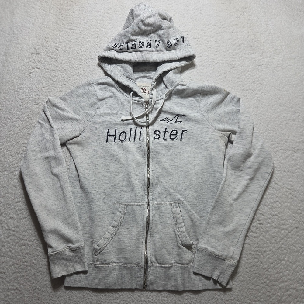 Hollister Full Zip Hoodie Women's Medium Gray Full Zip Los Angeles Grunge